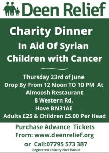 Deen Relief Charity Dinner Syrian Children with Cancer